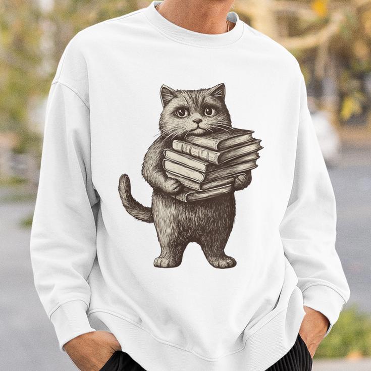Cat Book Lover Reading Men Women Kids Sweatshirt Gifts for Him