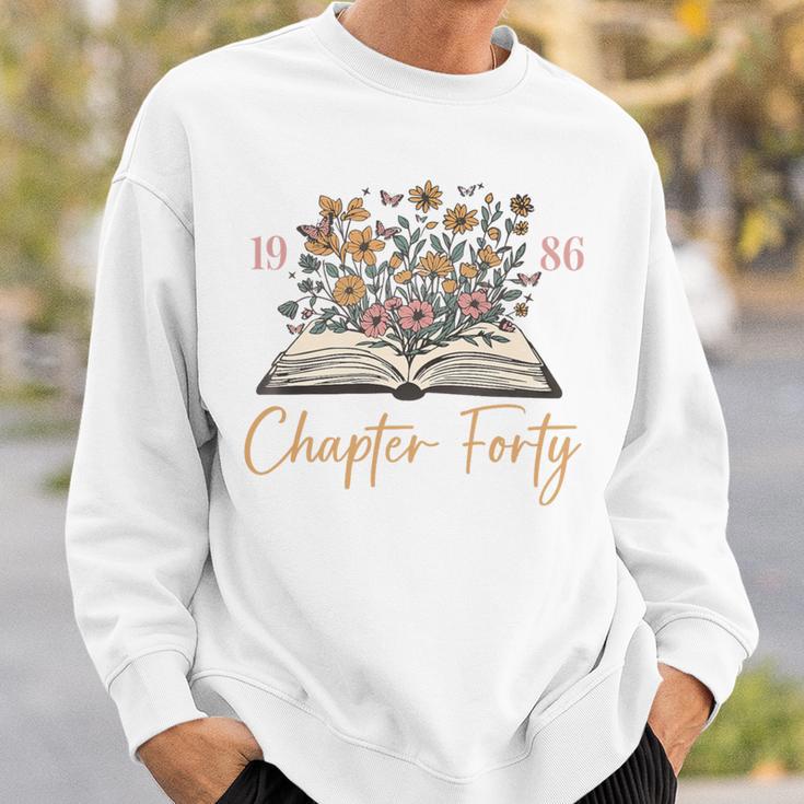 Chapter Forty 1986 40th Birthday Wildflower Book 40 Year Old Premium Tri-Blend Sweatshirt Gifts for Him