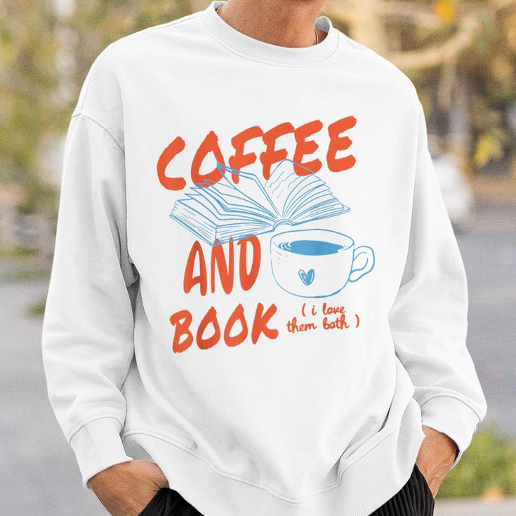 Coffee And Books I Love Them Both Vintage Retro Book Lover Sweatshirt Gifts for Him