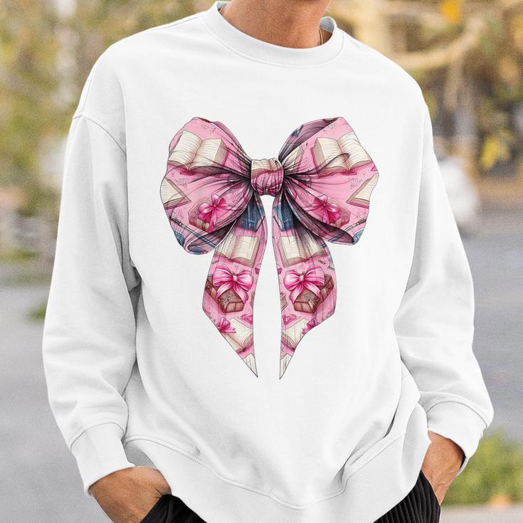 Coquette Bow Bookworm Book Reader Reading Books Pattern Girl Sweatshirt Gifts for Him