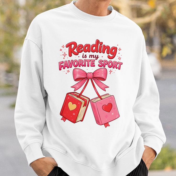 Coquette Reading Is My Favorite Sport Cute Book Lovers Premium Tri-Blend Sweatshirt Gifts for Him