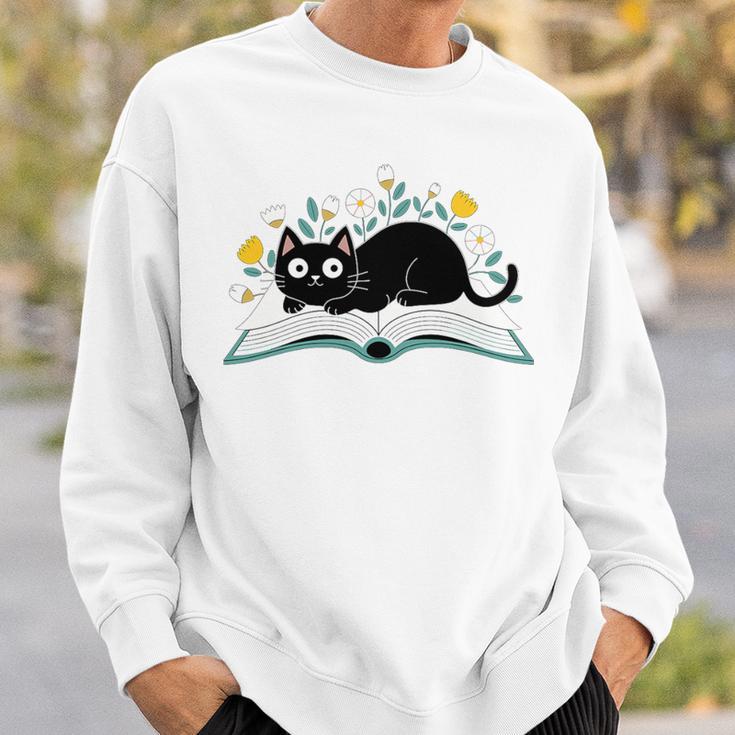 Cute Cat On Book Fun Flower Feline Pet Lover Premium Tri-Blend Sweatshirt Gifts for Him Cute Cat On Book Fun Flower Feline Pet Lover Premium Tri-Blend Sweatshirt Gifts for Him
