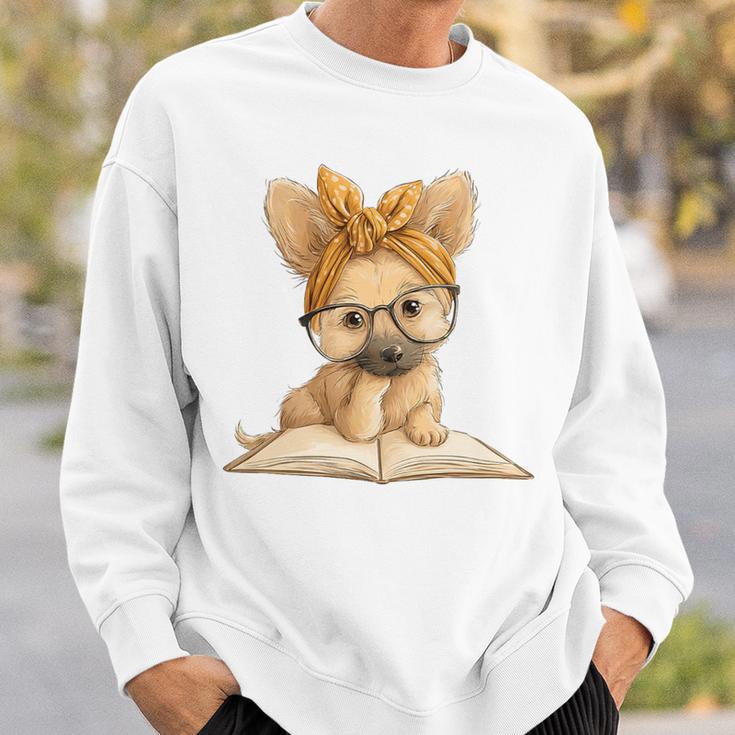 Cute Chihuahua Reading Dog Book Lover Animal Graphic Baby Premium Tri-Blend Sweatshirt Gifts for Him