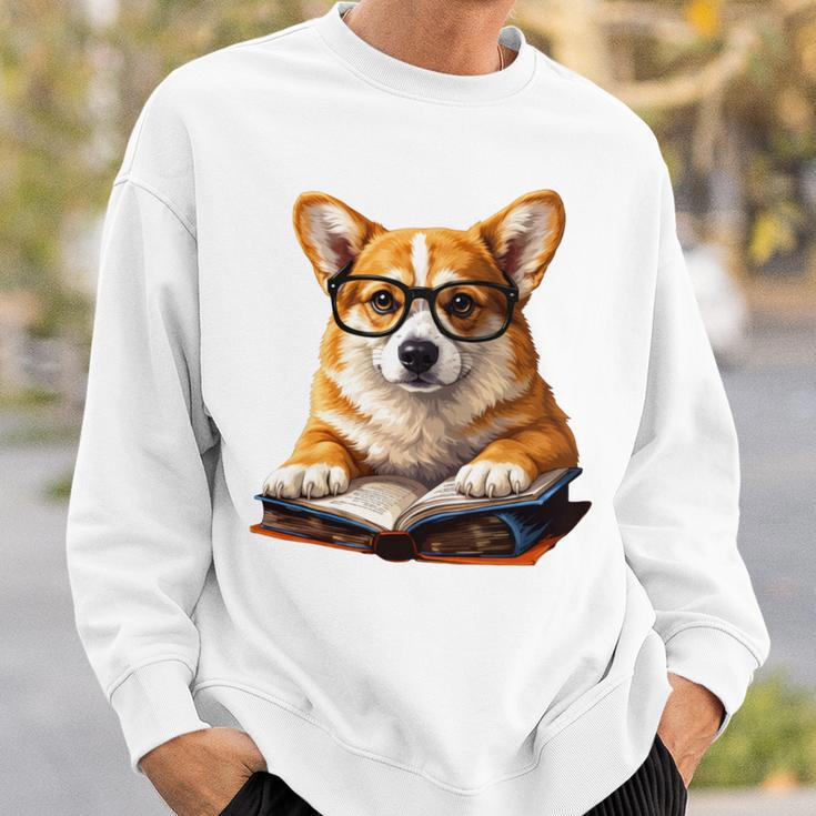 Cute Dog Corgi Reading Book Sweatshirt Gifts for Him