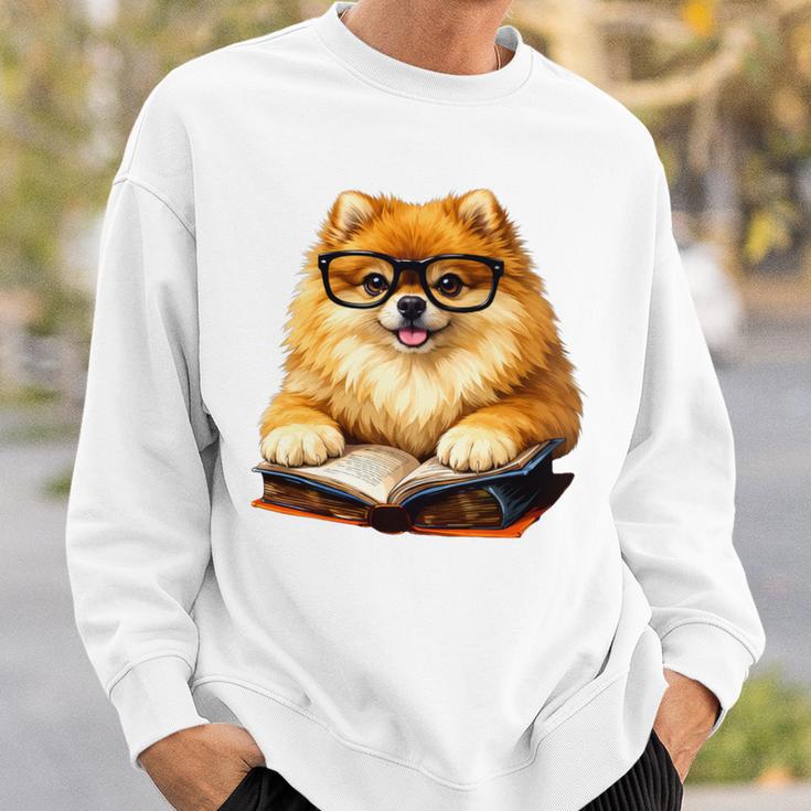 Cute Dog Pomeranian Reading Book Premium Tri-Blend Sweatshirt Gifts for Him