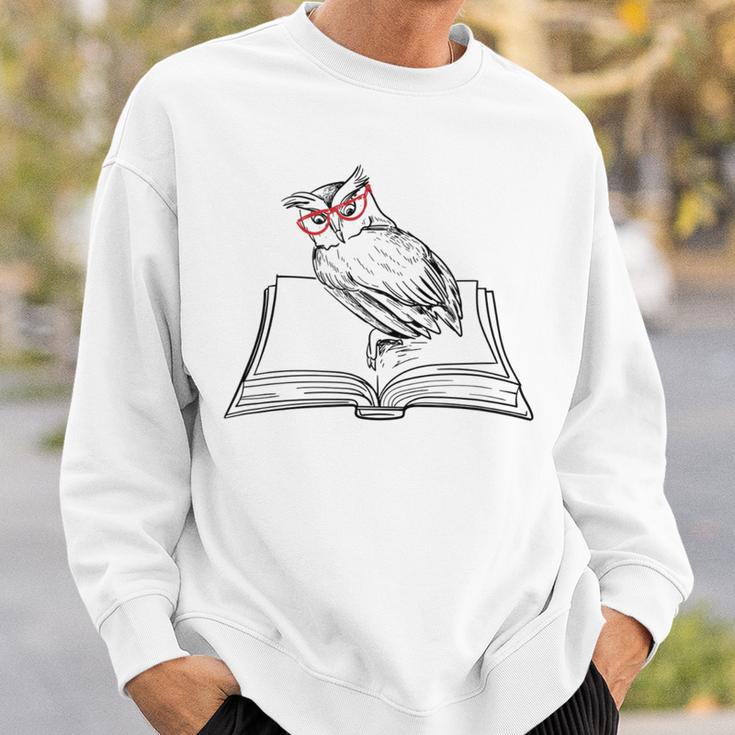 Cute Forest Animal Owl Reading Books Literature Sweatshirt Gifts for Him