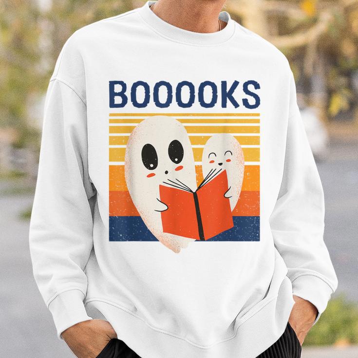 Cute Ghost Book Reading Halloween Teacher Puns Booooks Men Women Kids Sweatshirt Gifts for Him