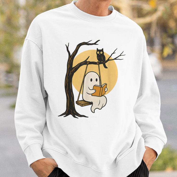 Cute Ghost Reading Halloween Book Lovers Librarians Teachers Sweatshirt Gifts for Him Cute Ghost Reading Halloween Book Lovers Librarians Teachers Sweatshirt Gifts for Him