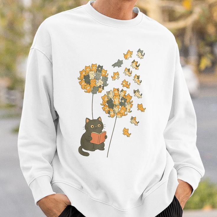 Cute Reading Cat With Kitten Dandelion Flowers Book Lover Sweatshirt Gifts for Him Cute Reading Cat With Kitten Dandelion Flowers Book Lover Sweatshirt Gifts for Him