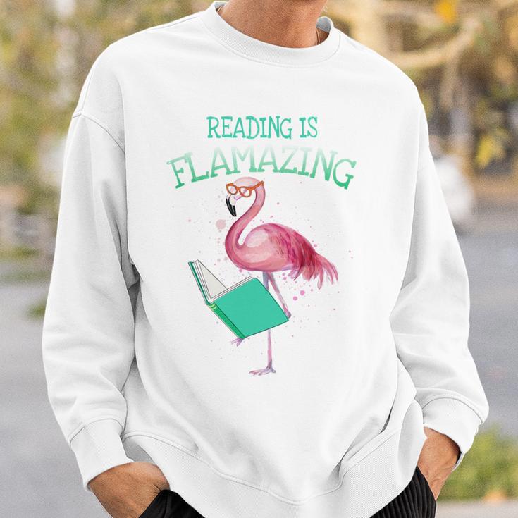 Cute Reading Is Flamazing Flamingo Book Lover Reader Sweatshirt Gifts for Him