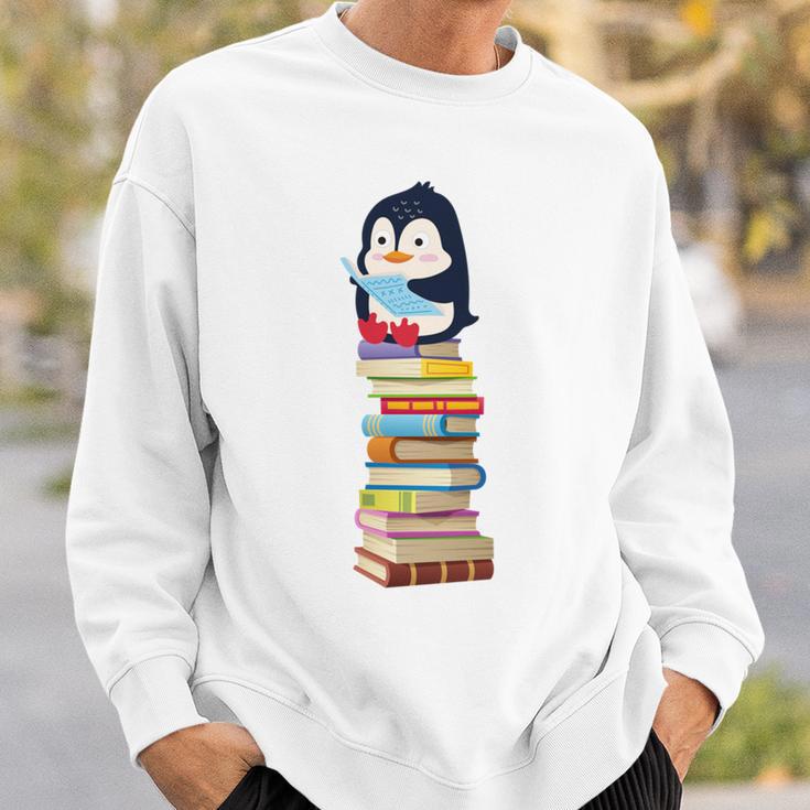 Cute Reading Penguin Women's Tops Book Lovers Sweatshirt Gifts for Him