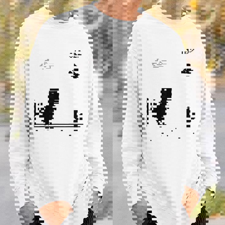 Dino T-Rex 恐竜 ピクセルゲーム インターネットなし オフライン 面白い 男性 スウェットシャツ 彼への贈り物