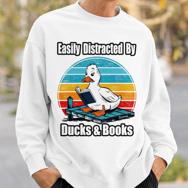 Ducks Books Lover Easily Distracted By Ducks & Books Sweatshirt Gifts for Him
