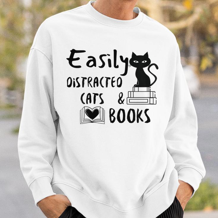 Easily Distracted Cats And Books Funny Book Lover Cat Gifts Women Sweatshirt Gifts for Him Easily Distracted Cats And Books Funny Book Lover Cat Gifts Women Sweatshirt Gifts for Him