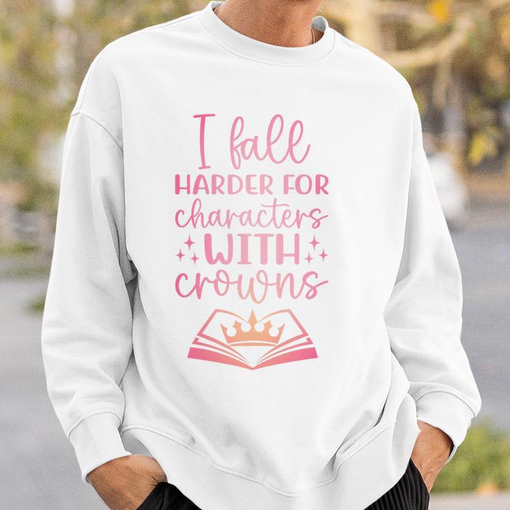I Fall For The Characters WCrowns Fantasy Book Lover Tee Premium Tri-Blend Sweatshirt Gifts for Him