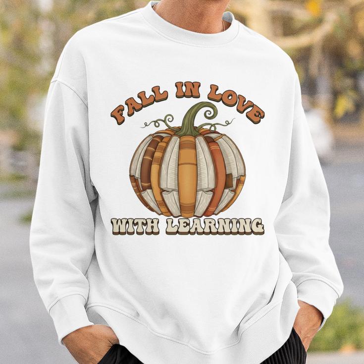 Fall In Love With Learning Books Pumpkin Autum Thanksgiving Sweatshirt Gifts for Him