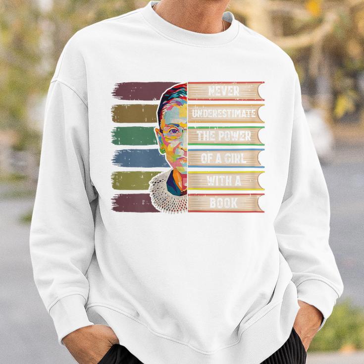 Feminist Ruth Bader Ginsburg RBG Quote Girl With Book Women Sweatshirt Gifts for Him