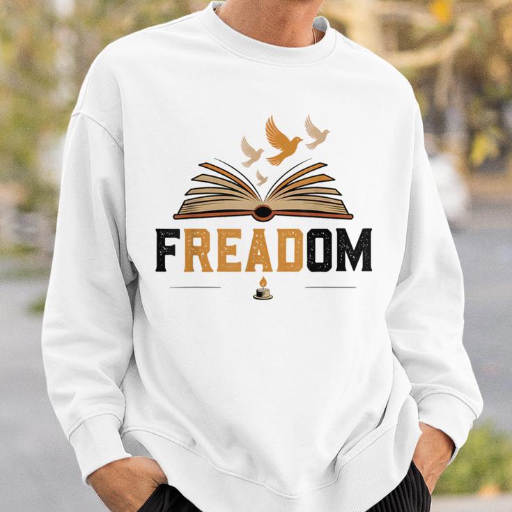 Freadom Anti Banned Books Lovers Reading Librarian Bookworm Sweatshirt Gifts for Him
