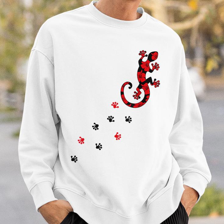 Gecko Footprint ハイビスカスフラワー ハワイサーフスタイルtシャツ スウェットシャツ 彼への贈り物