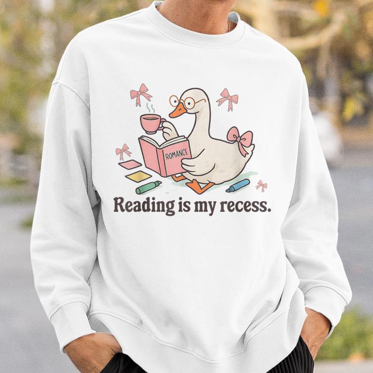 Goose Reading Romance Book Recess Bookworm Sweatshirt Gifts for Him