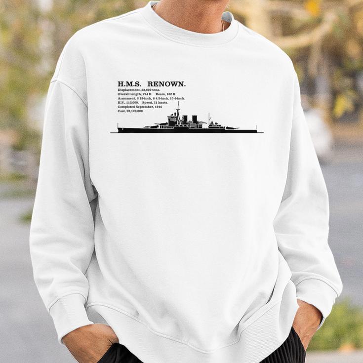 Hms レナウン イギリス巡洋戦艦のシルエットのインフォ グラフィック スウェットシャツ 彼への贈り物