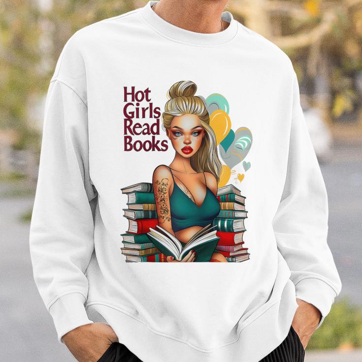 Hot Girls Read Books Spicy Bookish Girl Dark Romance Reader Raglan Baseball Tee Sweatshirt Gifts for Him