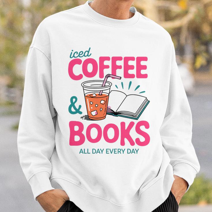 Iced Coffee & Books Reading Lover Trendy Summer Premium Tri-Blend Sweatshirt Gifts for Him