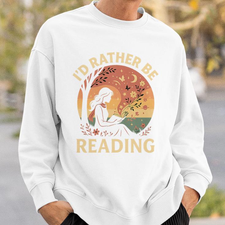 I'd Rather Be Reading Book Lover Vintage Sunset Apparel Premium Tri-Blend Sweatshirt Gifts for Him