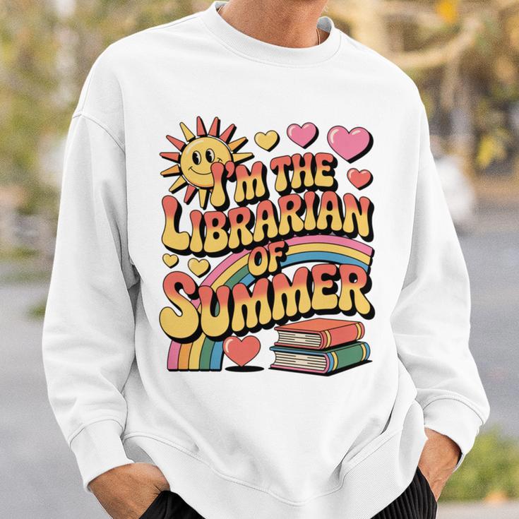 I'm The Librarian Of Summer Groovy Rainbow Retro Book Lover Sweatshirt Gifts for Him
