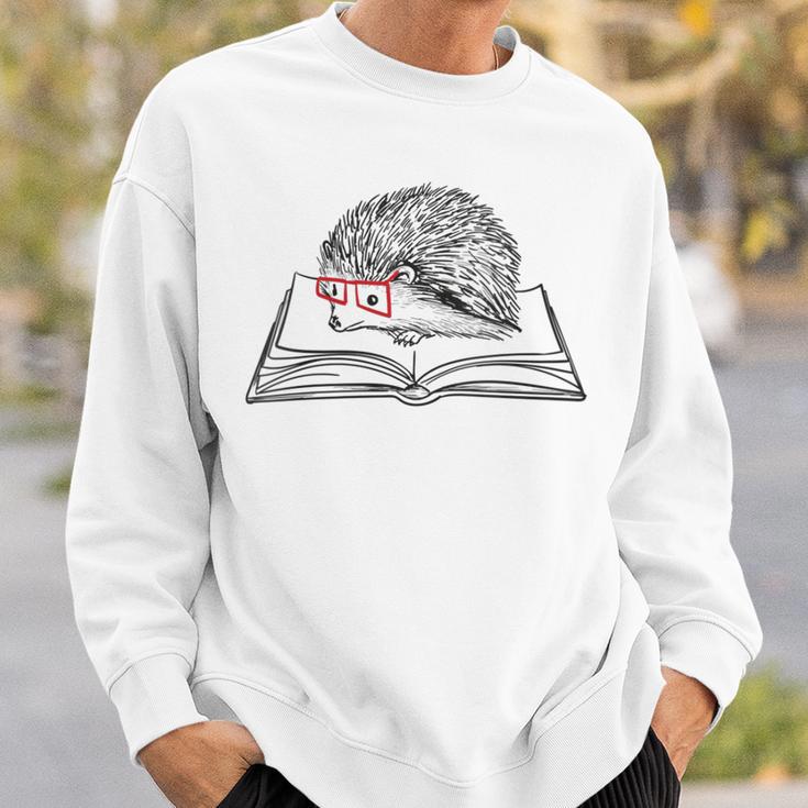Intellectual Hedgehog Reading Book Literature Sweatshirt Gifts for Him