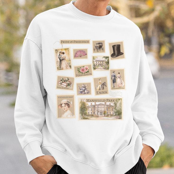 Jane Austen Book Classic Literature Stamp Collage Premium Tri-Blend Sweatshirt Gifts for Him