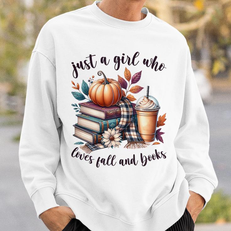 Just a Girl Who Loves Fall And Books Pumpkin Spice Autumn Sweatshirt Gifts for Him