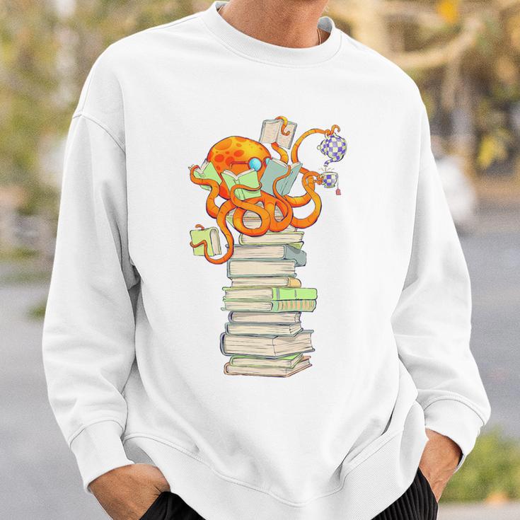 Kawaii Octopus Bookworm Fun Reading Tee For Book Lovers Premium Tri-Blend Sweatshirt Gifts for Him
