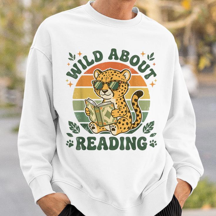 Leopard Animal Print Bookish Wild About Reading Cheetah Book Sweatshirt Gifts for Him