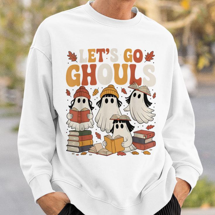 Let’s Go Ghouls Cozy Girly Ghosts Halloween Fall Book Lovers Sweatshirt Gifts for Him