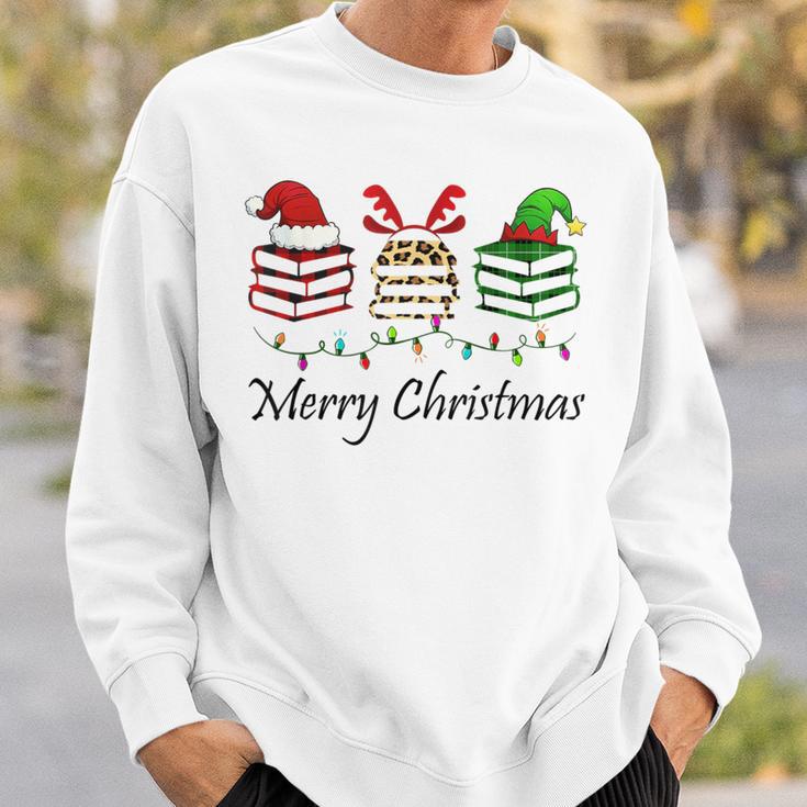 Librarian Merry Christmas Books Santa Hat Reindeer Elf Xmas Sweatshirt Gifts for Him