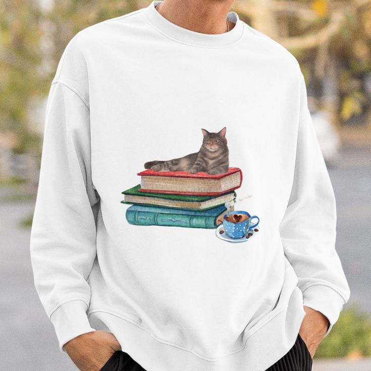 Life Is Better With Coffee Cats And Books For Cats Lover Sweatshirt Gifts for Him