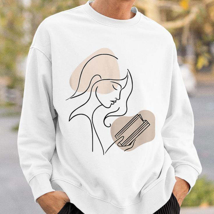 Line Art Abstract Minimalist Minimal For Book Lover Women Sweatshirt Gifts for Him
