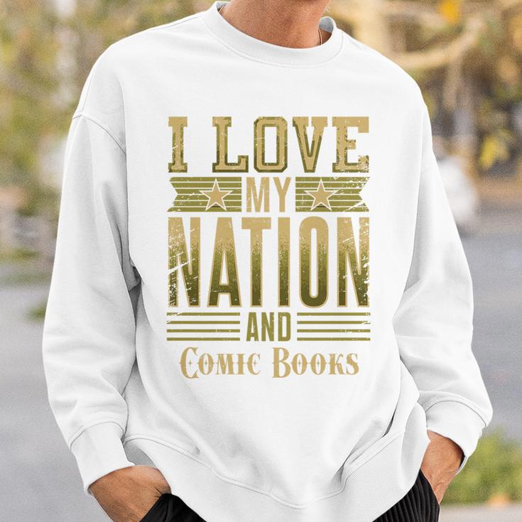 I Love My Nation And Comic Books – Patriotic American Premium Tri-Blend Sweatshirt Gifts for Him