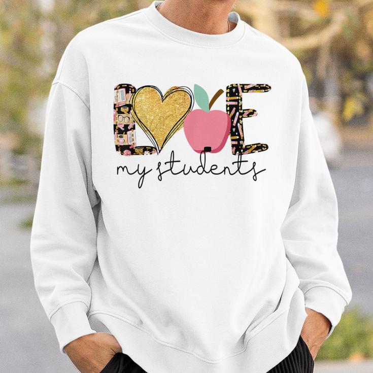 Love My Students Book Pencil Apple Back To School Sweatshirt Gifts for Him