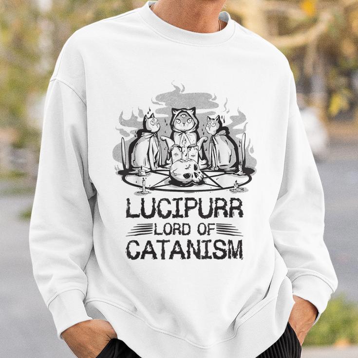 Lucipurr 黒猫 魔法 悪魔 猫 ルシファー オカルティズム スウェットシャツ 彼への贈り物