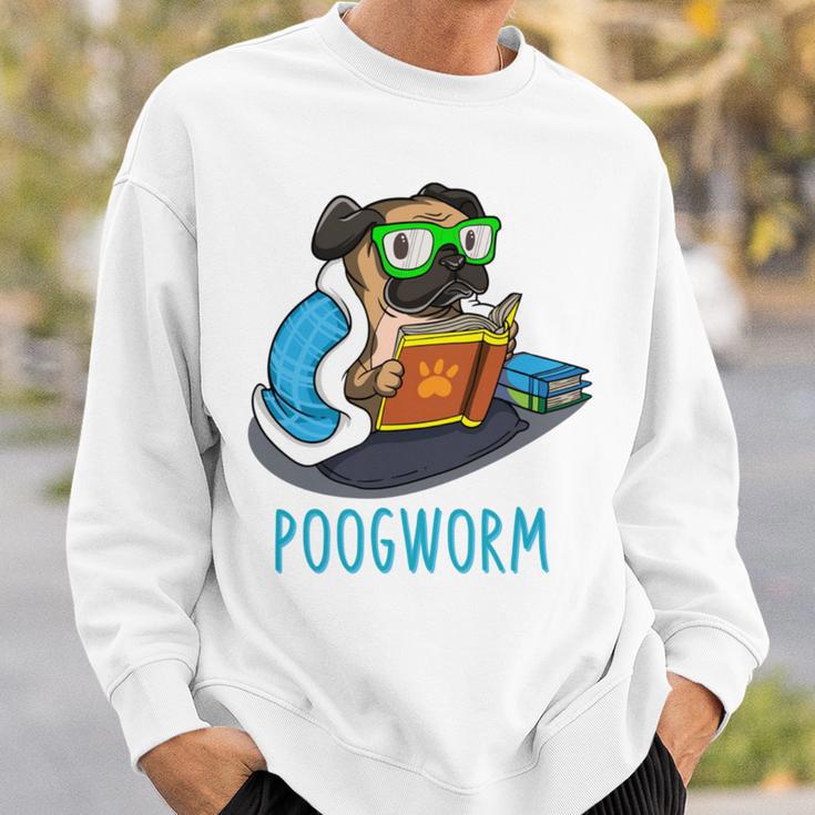 Nerdy Pug Reading Books Poogworm Pug Bookworm Sweatshirt Gifts for Him