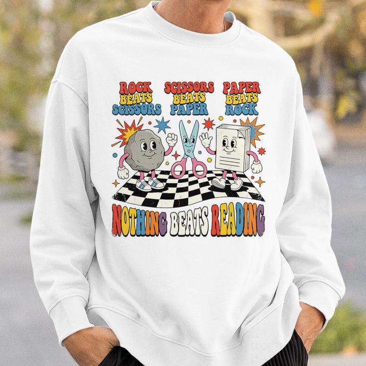Nothing Beats Reading Rock Paper Scissors Book Love Premium Tri-Blend Sweatshirt Gifts for Him