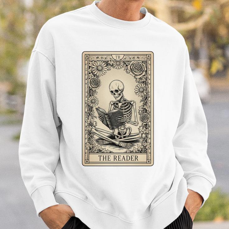 Occult Reader Tarot Card Book Lover Skeleton Reading Sweatshirt Gifts for Him