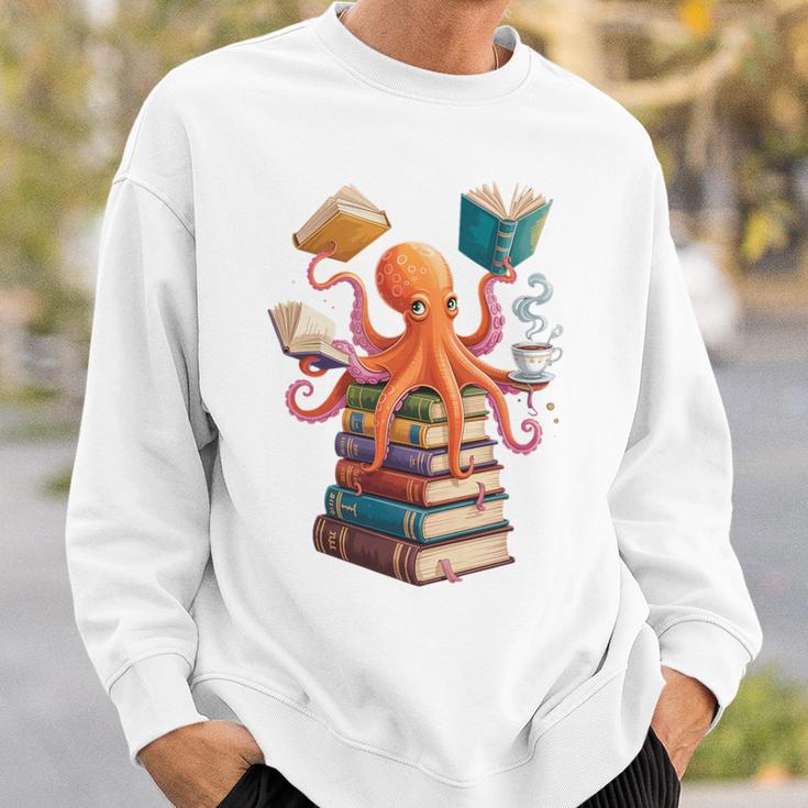 Octopus Book Reading Book Reader Ocean Octopus Premium Tri-Blend Sweatshirt Gifts for Him