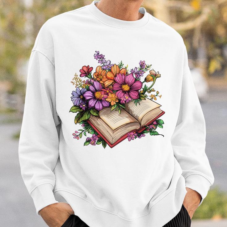 Open Book With Colorful Flowers For Readers Sweatshirt Gifts for Him