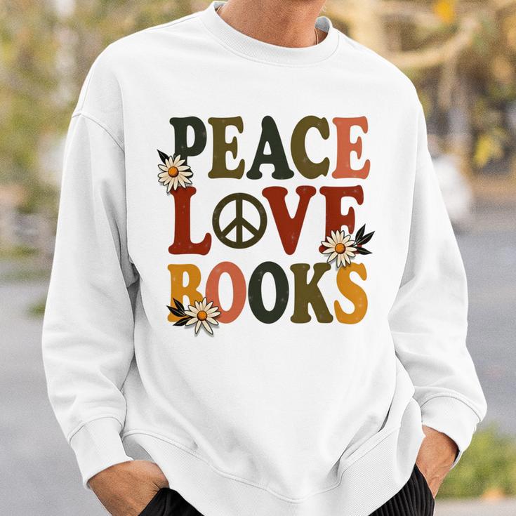 Peace Love Books Librarian Teacher Life Book Library Sweatshirt Gifts for Him