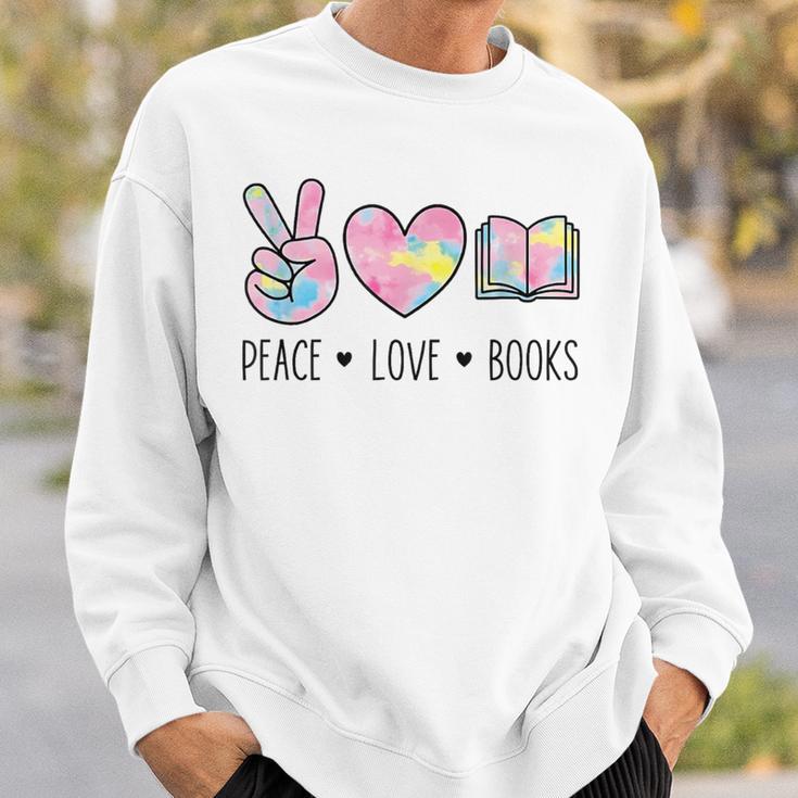 Peace Love Books Pastel Reading Heart Art For Book Lovers Sweatshirt Gifts for Him