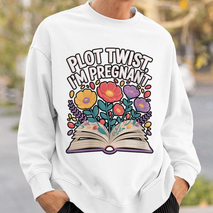 Plot Twist I’m Pregnant Book Lover Announcement Sweatshirt Gifts for Him