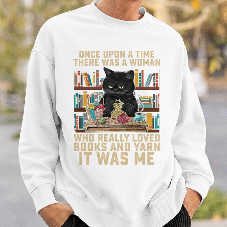 There Was A Woman Who Really Loved Books And Yarn Crocheting Sweatshirt Gifts for Him